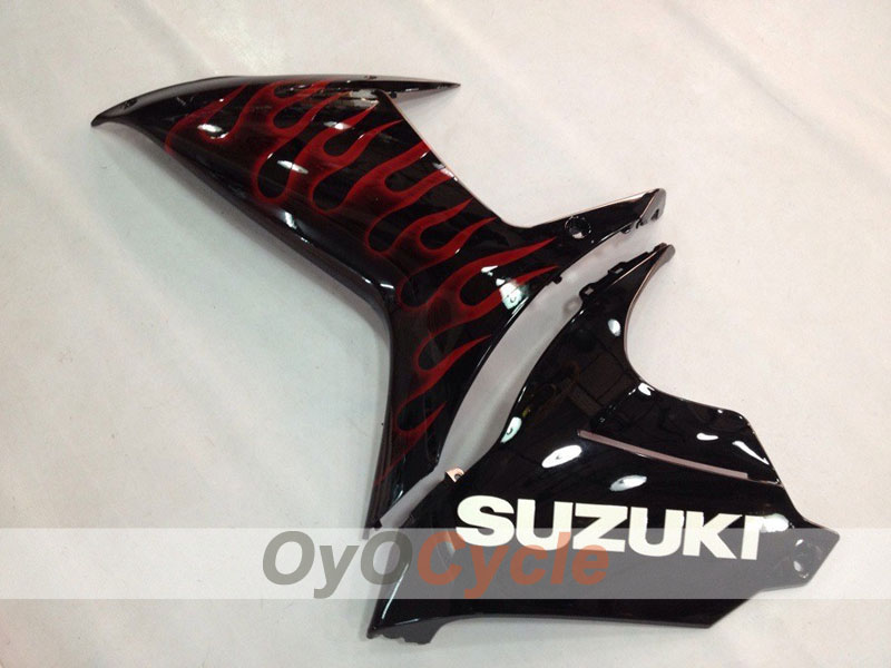 Injection Fairing kit for 11-26 GSX R600 - Red, Black - Flame #OYO87901684