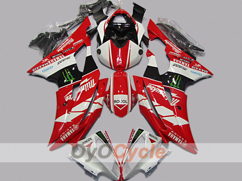 Injection Fairing kit for 08-16 YZF-R6 - Red, White - Others #OYO87904744