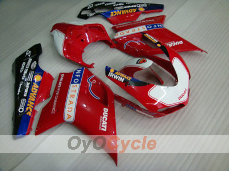 Injection Fairing kit for 08-13 Ducati 848 - Red, White - Performance #OYO87902212 Main image