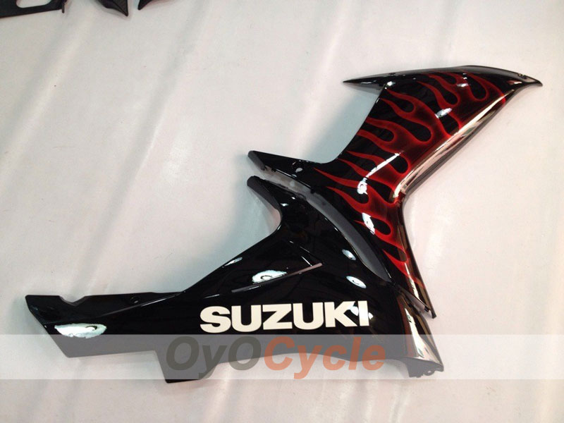 Injection Fairing kit for 11-26 GSX R600 - Red, Black - Flame #OYO87901684