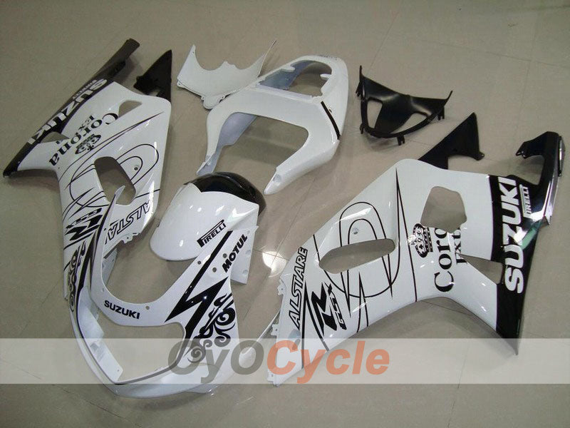 Injection Fairing kit for 00-03 GSX R750 - White, Black - Corona #OYO87901002 Main image