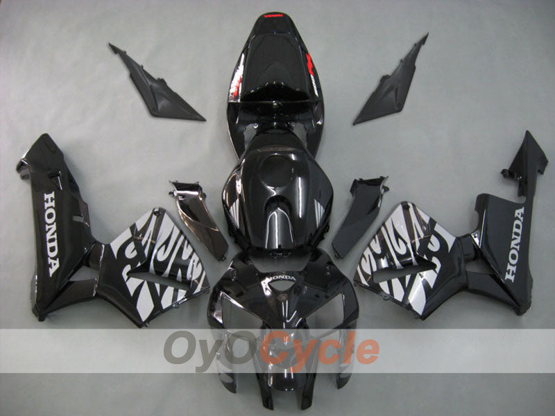Injection Fairing kit for 05-06 CBR600RR - Black, Silver - Flame #OYO87900240
