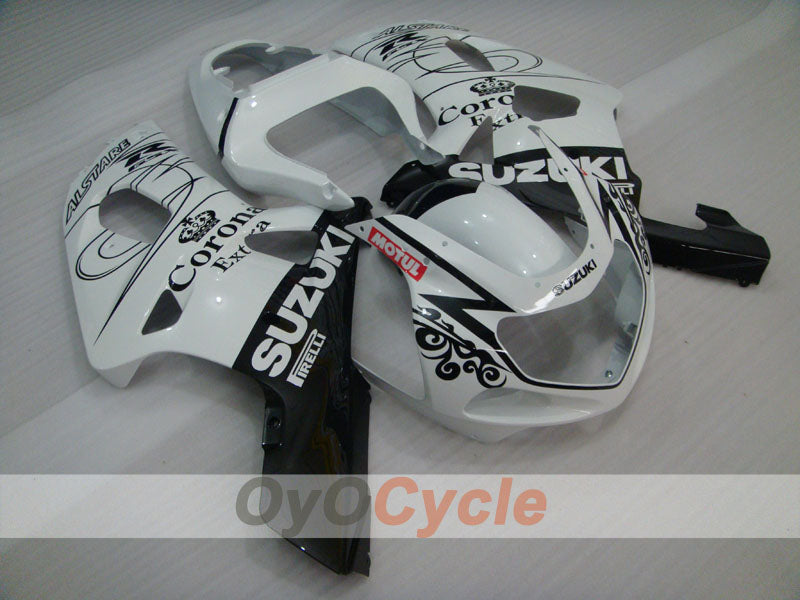 Injection Fairing kit for 01-03 GSX R600 - White, Black - Corona, MOTUL #OYO87905115 Main image