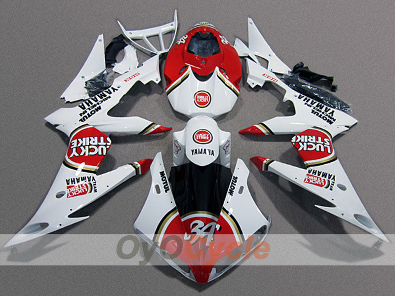Injection Fairing kit for 08-16 YZF-R6 - Red, White - Lucky Strike #OYO87904739