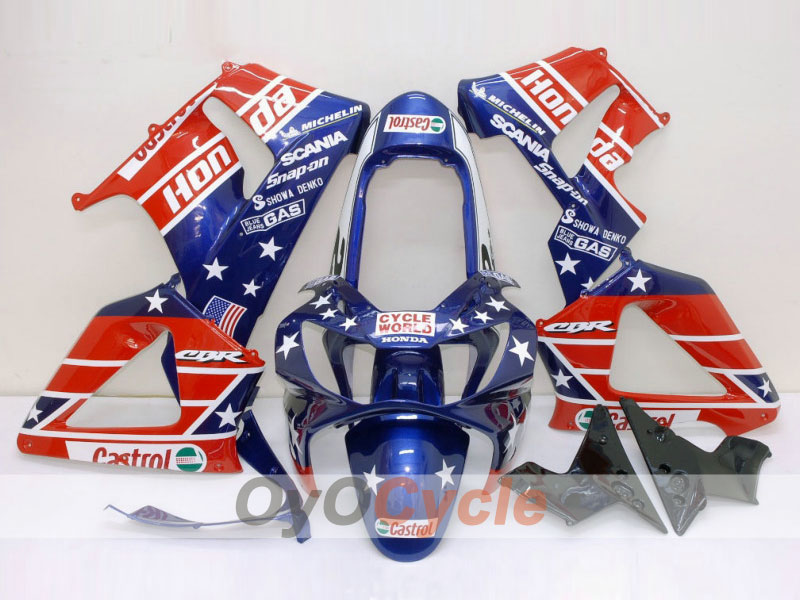 Injection Fairing kit for 00-01 CBR900RR 929 - Red, Blue - Castrol #OYO87902694 Main image
