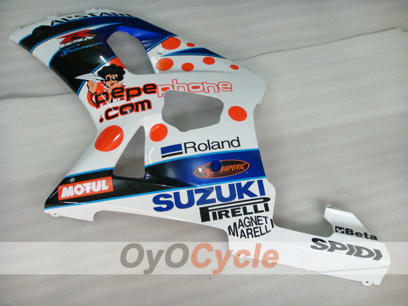 Injection Fairing kit for 00-02 GSX R1000 - Blue, White - Dark Dog, MOTUL #OYO87905215