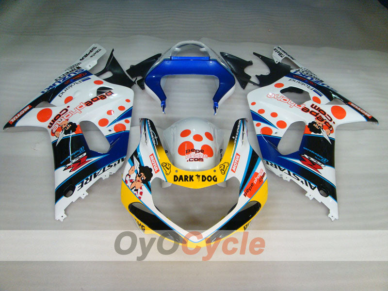 Injection Fairing kit for 00-02 GSX R1000 - Blue, White - Dark Dog, MOTUL #OYO87905215