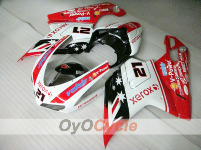 Injection Fairing kit for 08-13 Ducati 848 - Red, White - Xerox #OYO87902235 Main image