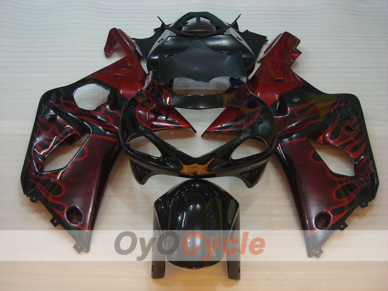 Injection Fairing kit for 01-03 GSX R600 - Red, Black - Flame #OYO87901048 Secondary image