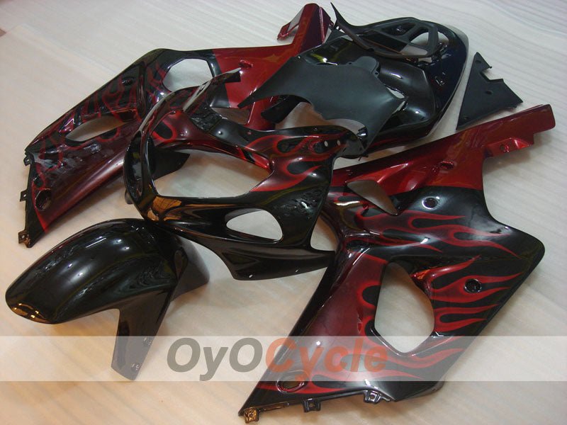 Injection Fairing kit for 00-02 GSX R1000 - Red, Black - Flame #OYO87901735