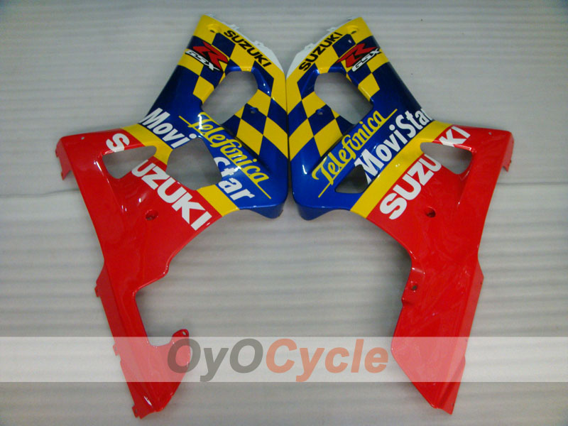 Injection Fairing kit for 01-03 GSX R600 - Red, Blue - Movistar #OYO87901062