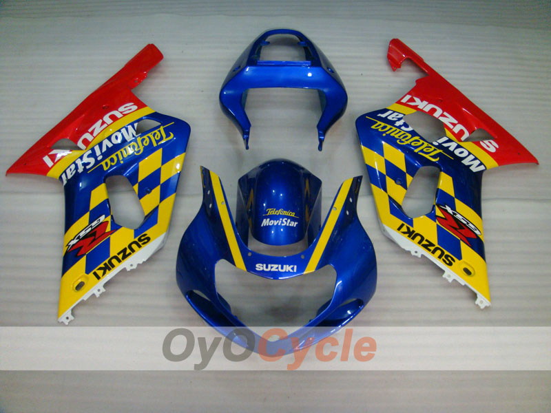 Injection Fairing kit for 01-03 GSX R600 - Red, Blue - Movistar #OYO87901062
