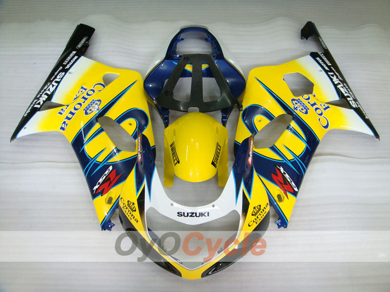 Injection Fairing kit for 01-03 GSX R600 - Yellow, Blue - Corona, MOTUL #OYO87905113