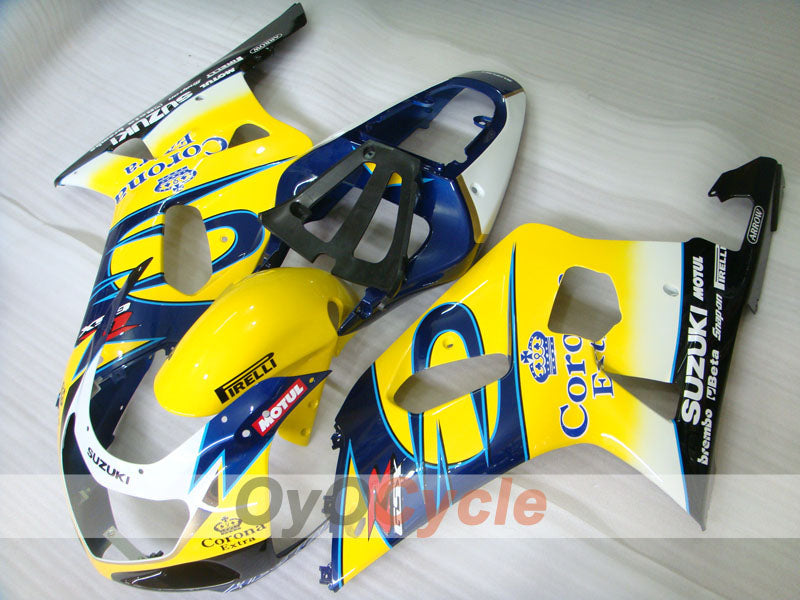 Injection Fairing kit for 01-03 GSX R600 - Yellow, Blue - Corona, MOTUL #OYO87905113