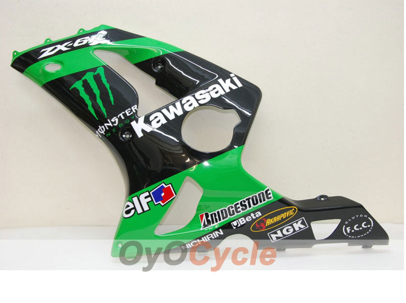 Injection Fairing kit for 03-04 NINJA ZX-6R - Green, Black - Monster #OYO87901807
