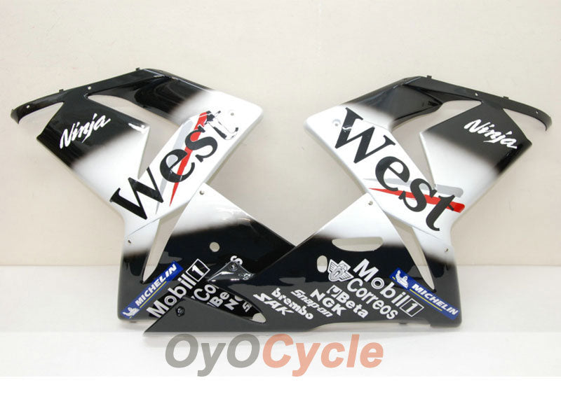 Injection Fairing kit for 04-05 NINJA ZX-10R - White, Black - West #OYO87901550