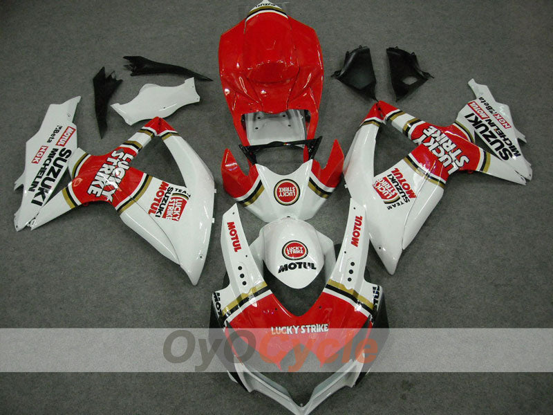 Injection Fairing kit for 08-10 GSX R600 - Red, White - Lucky Strike, MICHELIN, MOTUL #OYO87901641 Main image