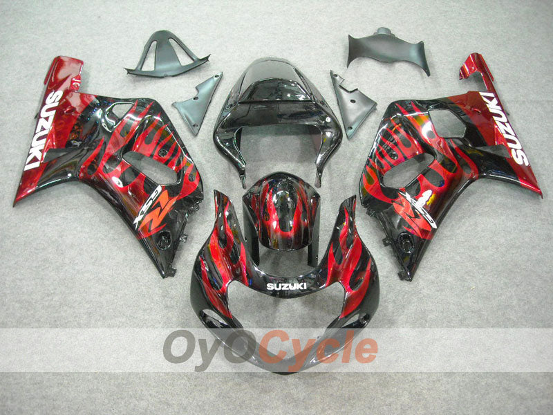 Injection Fairing kit for 00-03 GSX R750 - Red, Black - Flame #OYO87901040 Secondary image