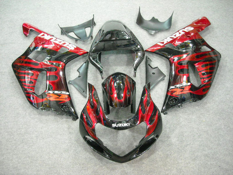 Injection Fairing kit for 00-03 GSX R750 - Red, Black - Flame #OYO87901040