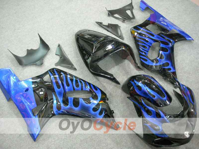 Injection Fairing kit for 01-03 GSX R600 - Blue, Black - Flame #OYO87901042