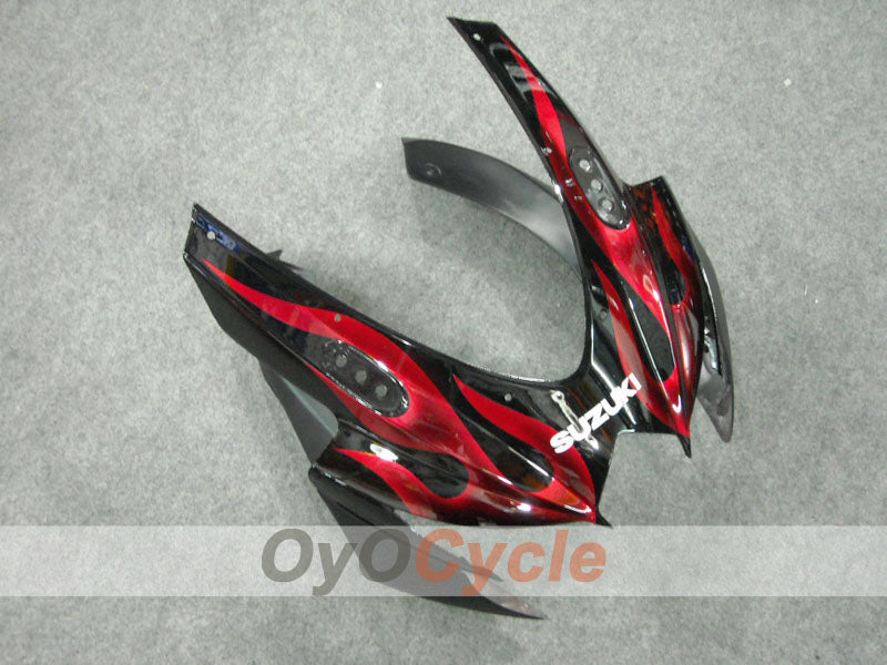 Injection Fairing kit for 08-10 GSX R600 - Red, Black - Flame #OYO87901626