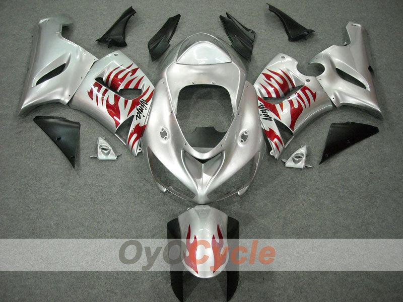 Injection Fairing kit for 05-06 NINJA ZX-6R - Red, Silver - Flame #OYO87901864