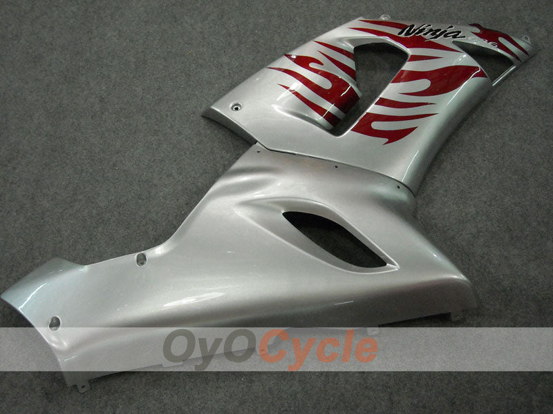 Injection Fairing kit for 05-06 NINJA ZX-6R - Red, Silver - Flame #OYO87901864