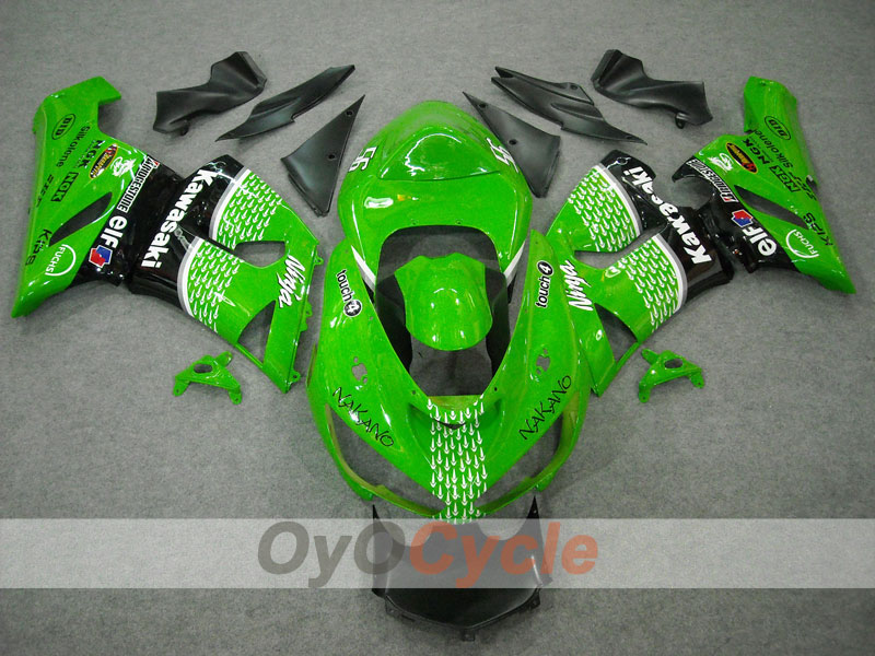 Injection Fairing kit for 05-06 NINJA ZX-6R - Green, Black - Nakano #OYO87901885