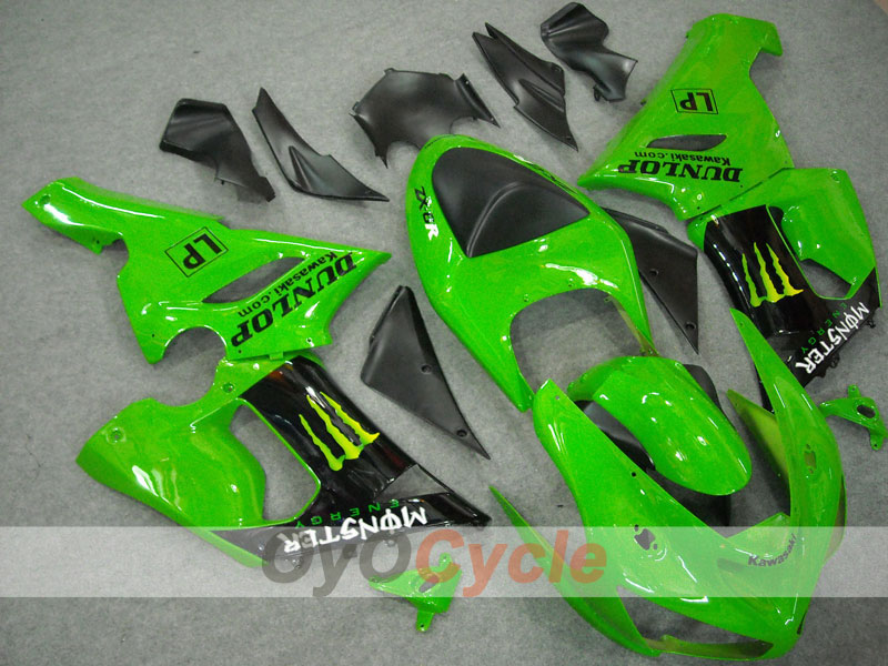 Injection Fairing kit for 05-06 NINJA ZX-6R - Green, Black - Monster #OYO87901873 Main image