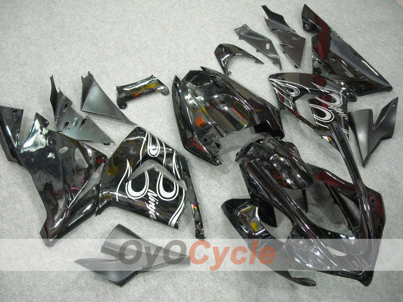 Injection Fairing kit for 04-05 NINJA ZX-10R - White, Black - Flame #OYO87901533