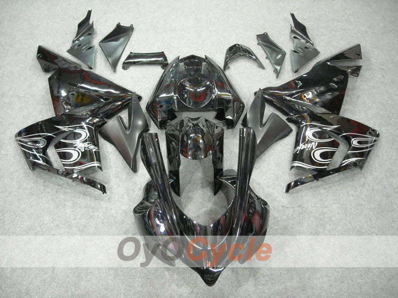 Injection Fairing kit for 04-05 NINJA ZX-10R - White, Black - Flame #OYO87901533