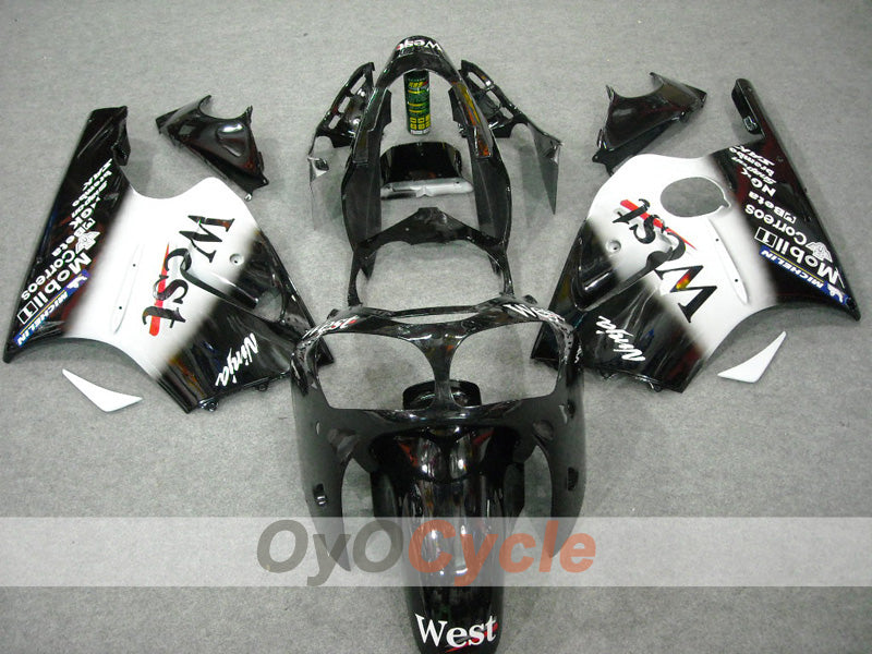 Injection Fairing kit for 00-01 NINJA ZX-12R - White, Black - West #OYO87903078
