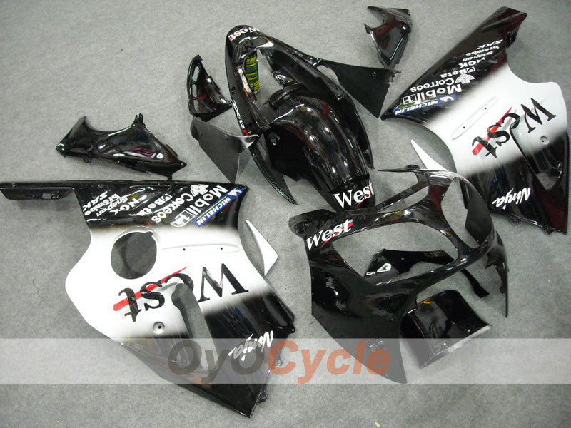 Injection Fairing kit for 00-01 NINJA ZX-12R - White, Black - West #OYO87903078 Main image