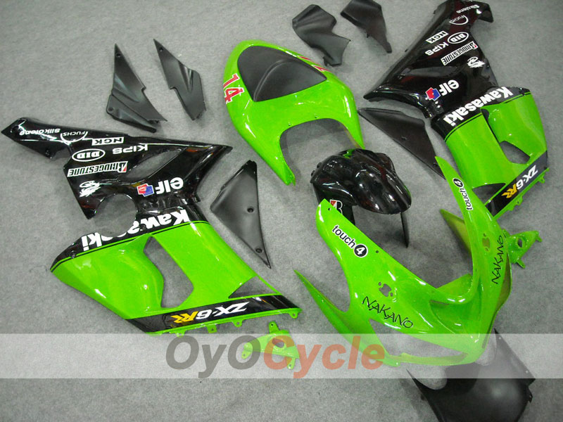 Injection Fairing kit for 05-06 NINJA ZX-6R - Green, Black - Nakano #OYO87901887