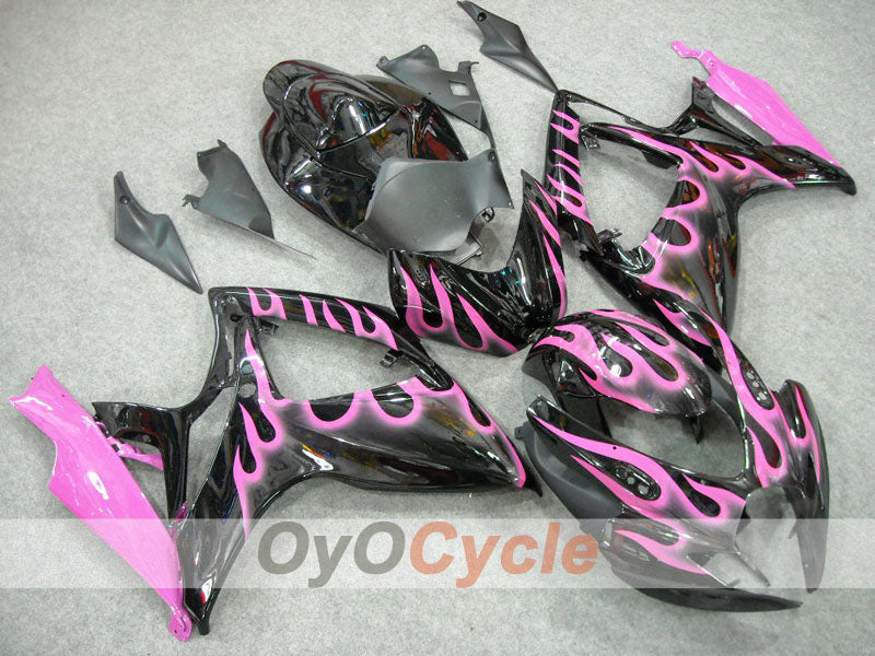 Injection Fairing kit for 06-07 GSX R600 - Black, Pink - Flame #OYO87901493 Main image