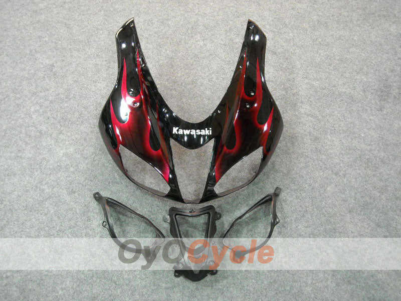 Injection Fairing kit for 07-08 NINJA ZX-6R - Red, Black - Flame #OYO87901934