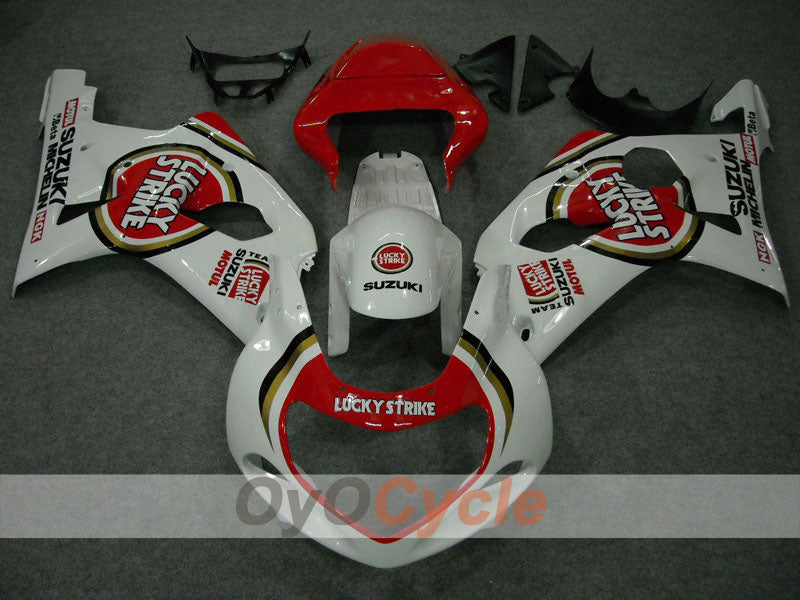 Injection Fairing kit for 01-03 GSX R600 - Red, White - Lucky Strike #OYO87901053 Main image