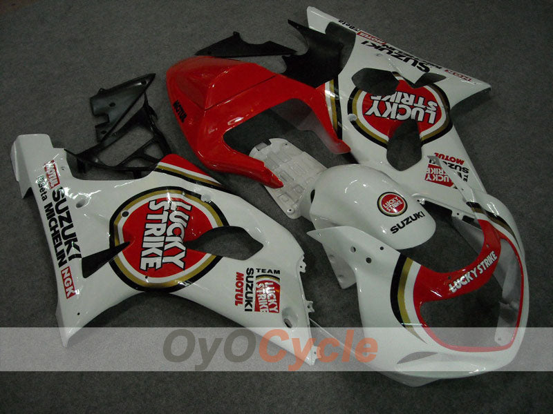 Injection Fairing kit for 01-03 GSX R600 - Red, White - Lucky Strike #OYO87901053