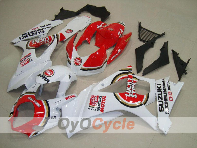 Injection Fairing kit for 07-08 GSX R1000 - Red, White - Lucky Strike, MOTUL #OYO87902105 Main image
