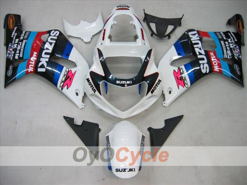 Injection Fairing kit for 00-03 GSX R750 - White, Black - MOTUL #OYO87901063 Main image