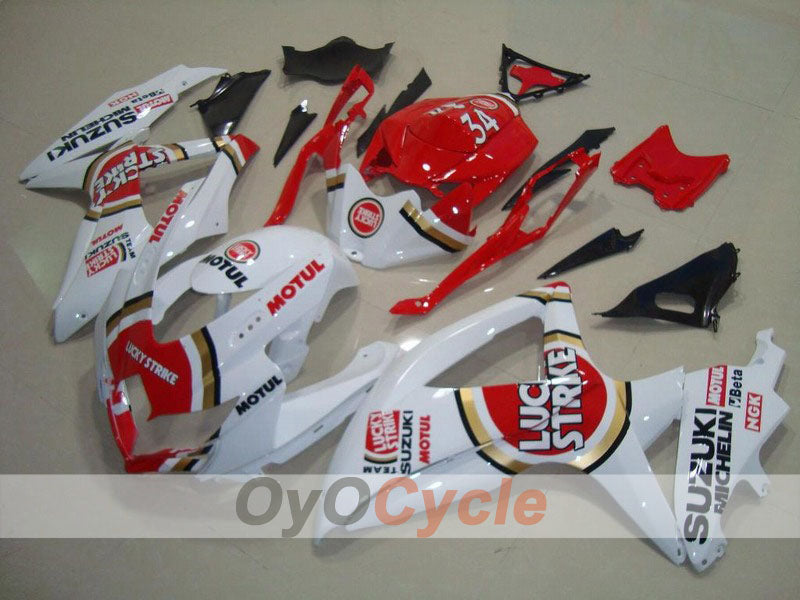 Injection Fairing kit for 08-10 GSX R750 - Red, White - Lucky Strike #OYO87901452
