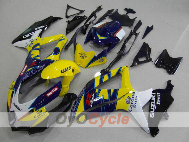 Injection Fairing kit for 08-10 GSX R600 - Yellow, Blue - Corona, MOTUL #OYO87901608 Main image