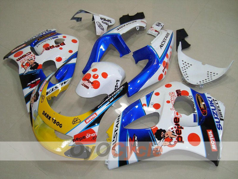 Fairing kit for 96-99 Suzuki GSXR750 - Blue, White - Dark Dog #OYO87902990 Main image