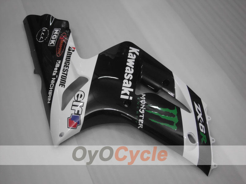 Injection Fairing kit for 03-04 NINJA ZX-6R - White, Black - Monster #OYO87901810