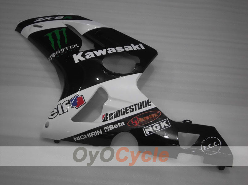 Injection Fairing kit for 03-04 NINJA ZX-6R - White, Black - Monster #OYO87901810