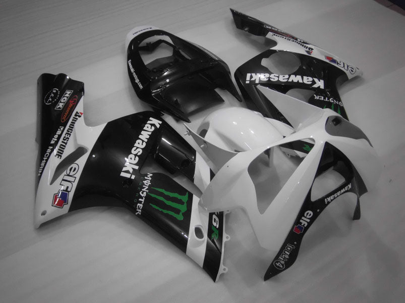 Injection Fairing kit for 03-04 NINJA ZX-6R - White, Black - Monster #OYO87901810