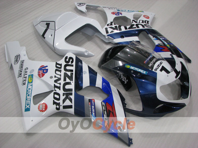 Injection Fairing kit for 01-03 GSX R600 - Blue, White - DUNLOP #OYO87905081 Main image