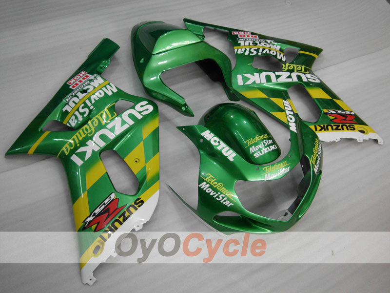 Injection Fairing kit for 01-03 GSX R600 - Green - Movistar #OYO87905088 Main image