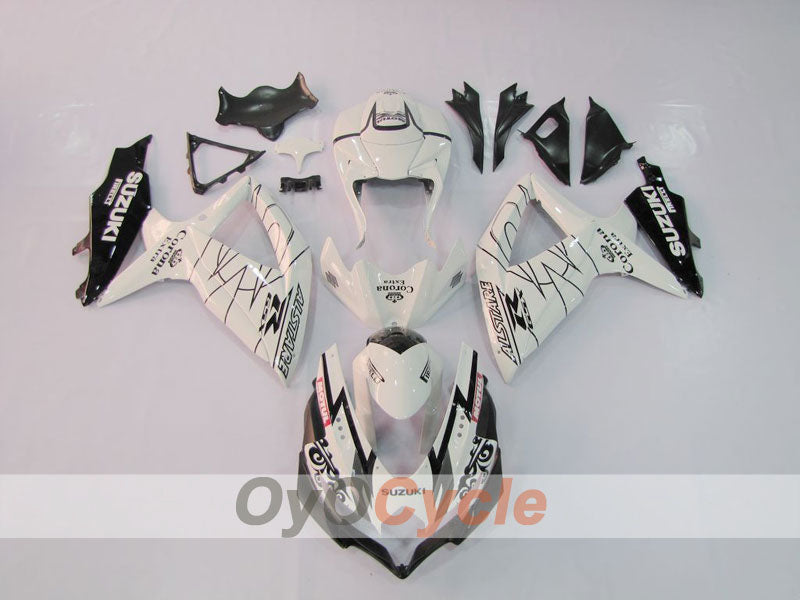 Injection Fairing kit for 08-10 GSX R600 - White, Black - Corona, MOTUL #OYO87901607