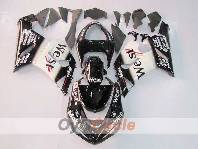 Injection Fairing kit for 05-06 NINJA ZX-6R - White, Black - West #OYO87901894 Main image